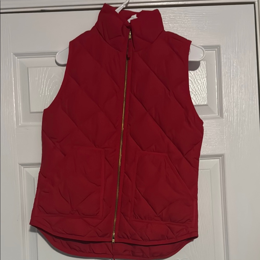 Red Quilted Vest with Gold Zipper